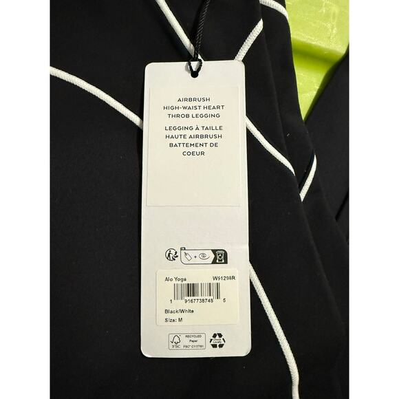 NWT Alo Airbrush High-Waist Heart Throb Legging Full Length Size M Black/White - Picture 6 of 7